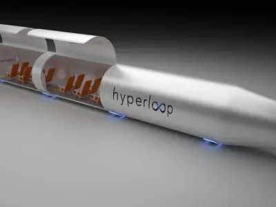 Hyperloop futuristic high speed train 3D model
