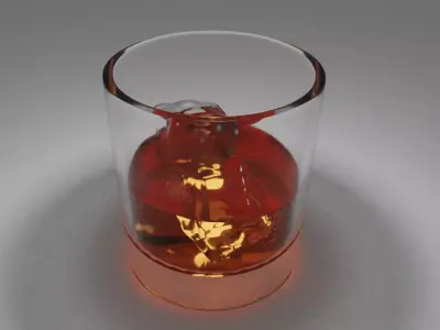 glass with ice and whiskey 3D model