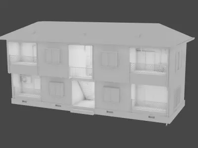 Residential japanese building Low-poly 3D model