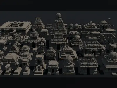 INDIAN TEMPLE - Kitbash Set 3D model