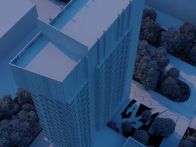 mixed use modern residential building 3D model