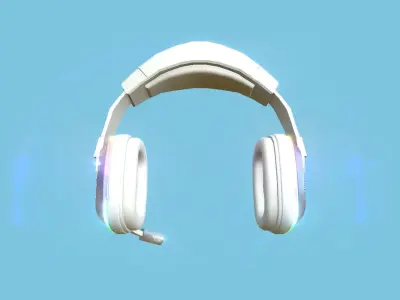 Headset 08 - RGB White - Character Fashion Design Low-poly 3D model