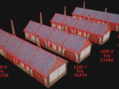 Medieval House 2 Barrack Low-poly 3D model