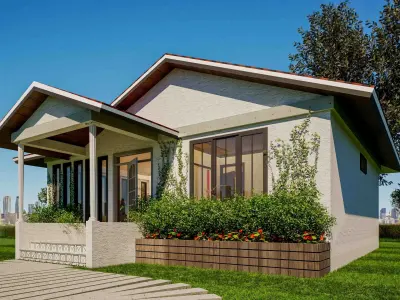 Bungalow Interior And Exterior 3D model