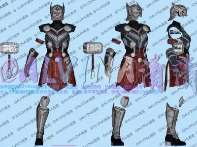 Thor Jane Foster Armor - DIY Cosplay Pepakura Foam Template Low-poly 3D model