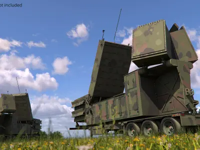  Military Phased Array Radar System Camouflage Paint Rigged for Cinema 4D 