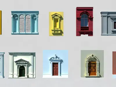 European-style windows 3D model
