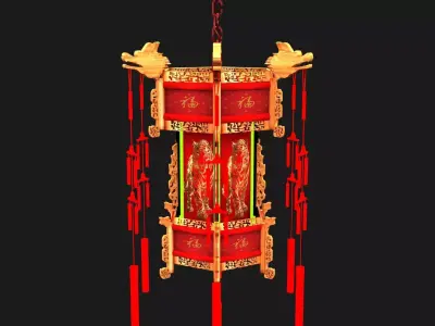 Chinese Palace Lantern  Low-poly 3D model 8