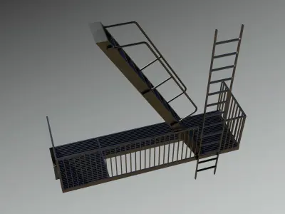 Fire Escape New York City Stairs Balcony NYC Low-poly 3D model