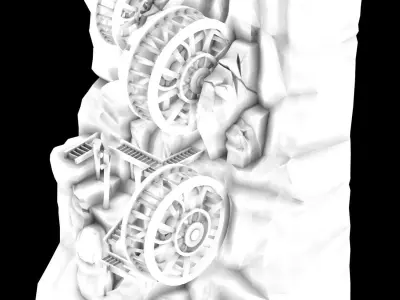 Cliffside - Waterwheel 02 3D model