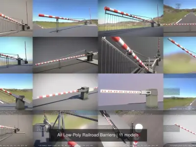 All Low-Poly Railroad Barriers 3D Model Pack
