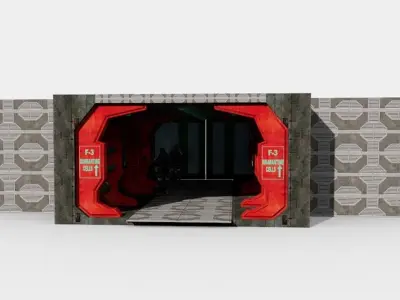sci-fi corridor and cells military base  3D model