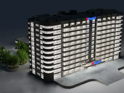 hospital building with interior  3D model