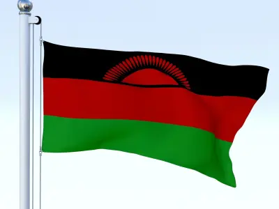 Animated Malawi Flag Low-poly 3D model