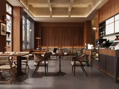 Industrial - style coffee shop 3D model