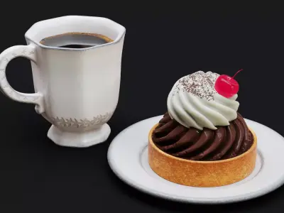 Coffee Cup and Sweet Pie 3D model