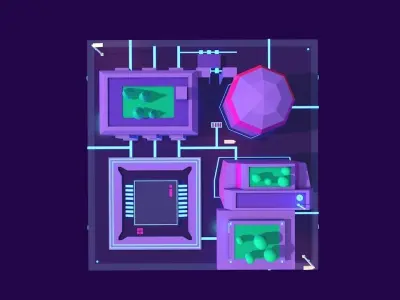 Cartoon Low Poly Sci-fi Space City Island Low-poly 3D model