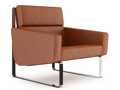 Brown Leather Modern Armchair 3D model
