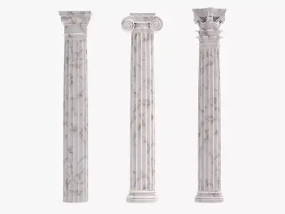 3 Classical Columns Set - Doric Ionic and Corinthian Pillars 3D model