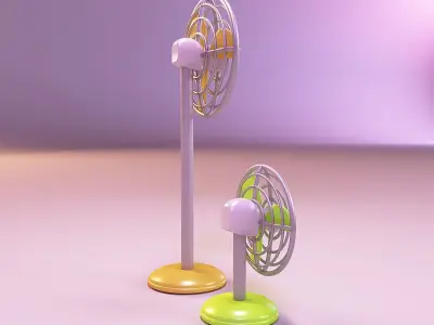 Miniature dollhouse furniture desktop fan and floor fan 3D print model