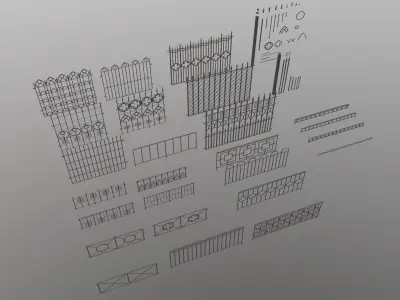 Cast Iron Fence Pack Low-poly 3D model