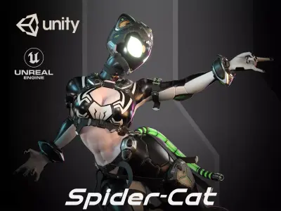 SpiderCat Low-poly 3D model