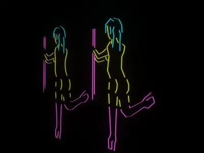 low poly and high poly smooth stripper sign club neon Free 3D model