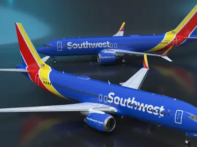  Southwest Airlines Boeing 737 Max 8 Rigged for Cinema 4D 
