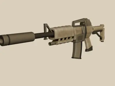 Sci-Fi M4A1-S - Desert Rifle - Gun Weaponry Low-poly 3D model