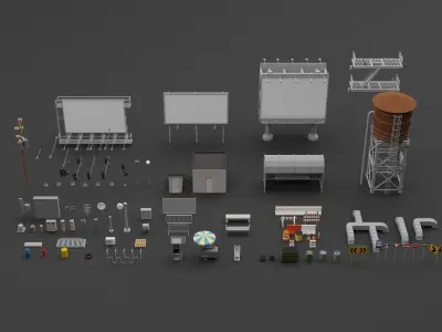 LOW POLY CITY ELEMENT Low-poly 3D model