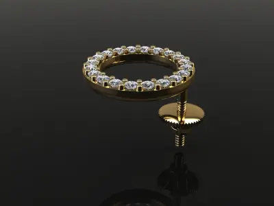 Round Halo Diamond Stud Earring Large Size 3D print model