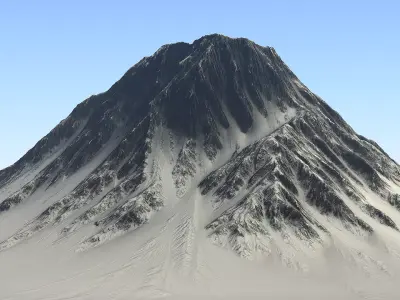 Snow-covered Volcano Low-poly 3D model