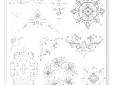 Baroque Engraving Ornament Collection Vol-4 - 3ds Max  Corona 3D model