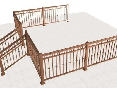 Aluminum deck railings 3D model