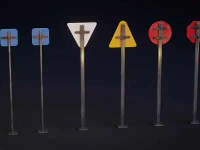 Urban Signs - Street Stylized Pack Low-poly 3D model