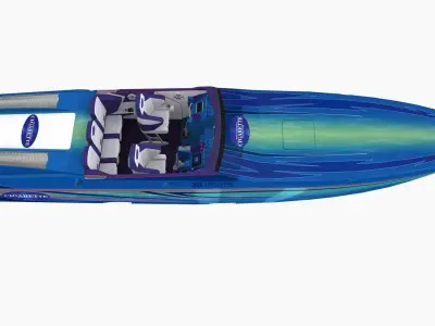 Cigarette 39ft Top Gun Unlimited speedboat Low-poly 3D model