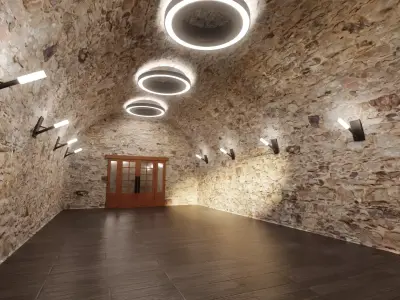 Cellar Interior V1 - Stone Vault Stone Vault with Wooden Floor 3D model