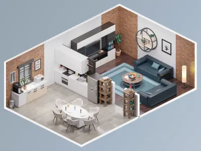 Room 35 Low-poly 3D model