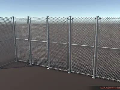 PBR Modular Fence Pack Low-poly 3D model