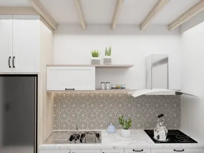 Interior Kitchen Design Scene Free 3D model