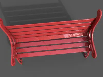 Street Bench Low-poly 3D model