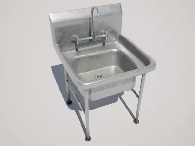  Industrial Sink Low-poly 3D model