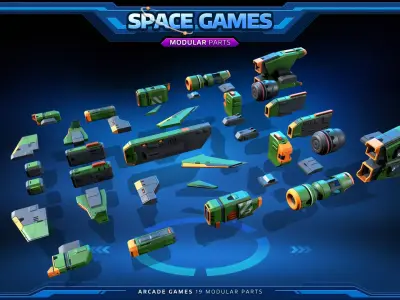 SPACE Games - Modular Parts Low-poly 3D model
