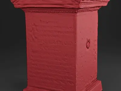 3D Scanned Tombstone - 01 Low-poly 3D model