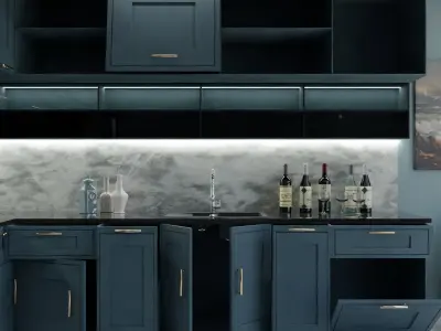 kitchen dining room in blue Free 3D model