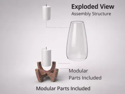 Modern Terrazzo Candle Holder Lamp  Parametric Design 3D Model 3D print model