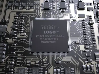 AI Electronic chip circuit board 3D model