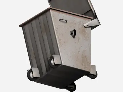 Galvanize big street garbage container Low-poly 3D model