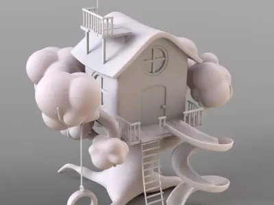 Cartoon Treehouse 3D model