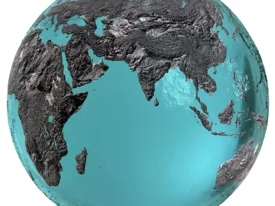 Earth Water 3D Globe Hillshade  Low-poly 3D model